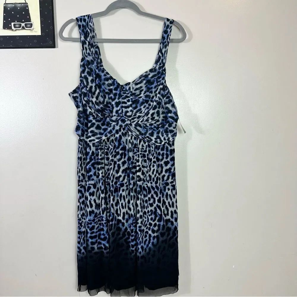INC International Concepts Blue and Black Patterned Dress